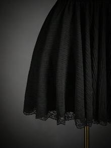 SHEIN ICON Vestido corto de mujer de unicolor con espalda descubierta, drapeado y volantes, con tirantes ajustables - Negro - Ver 6