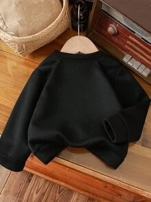 Young Girl' Casual Creative Blue Rabbit Graphic Print Basic Round Neck Sweatshirt Sweatshirt For Girls Kids Sweatshirts Lovely Sweatshirt Bunny Sweatshirt Fall Winter - Black - View 2