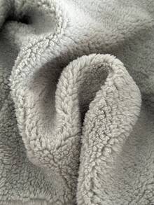 EURMUSE 休闲纯色人造毛皮夹克，适合秋冬穿着 - 綠色 - 查看 7