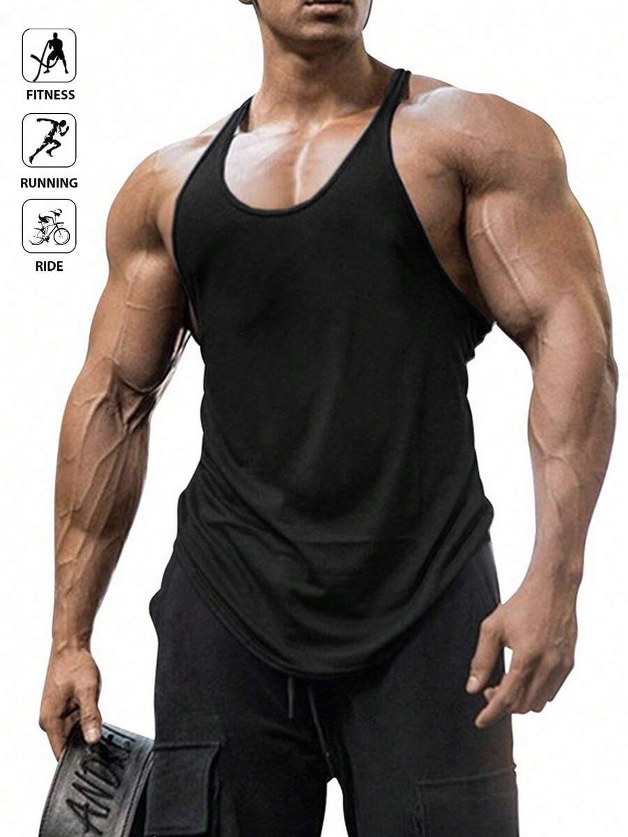 Manfinity Sport PWRUP 男友风格男士纯色工字背心运动背心健身上衣背心套装健身上衣健身上衣透气
