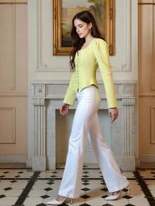 ÉTHER D'OR Fall Halloween Clothes For Women's  Elegant Retro Regular Jacket With Sweetheart Neck And Puff Sleeves For Vacation, Dates, Holidays, Birthday Parties