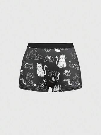 Goth Women's Gothic Dark Cat Pattern Panties