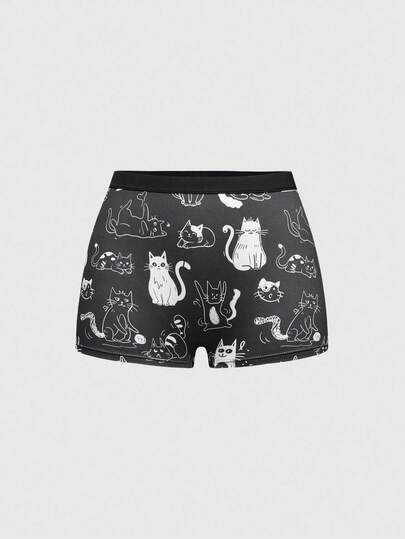 Women's Gothic Dark Cat Pattern Panties