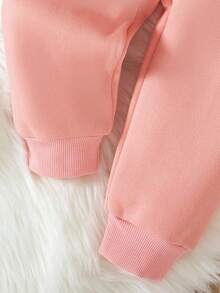 两件套女婴加州字母印花休闲羊毛连帽卫衣和裤子套装，秋冬 - 藕粉色 - 查看 4