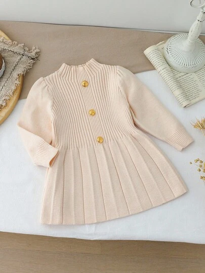 SHEIN Baby Girl Solid Color Stand Collar Long Sleeve Metal Button Pleated Hem Casual Knit Dress, Autumn Beige Baby Dress Toddler Knit Dress Baby Girl Fall Dress Baby Girl Dress Baby Girl Knit Dress Baby Girl Stand Collar Dress Baby Girl Long Sleeve Dress Baby Girl Beige Dress Toddler Girl Fall Dress Baby Girls Winter Clothes Baby Girls Fall Clothes Baby Girl Fall Outfits Baby Girl Apricot Dress Baby Girl Clothes Stand Collar Baby Fall Dress Beige Toddler Dress