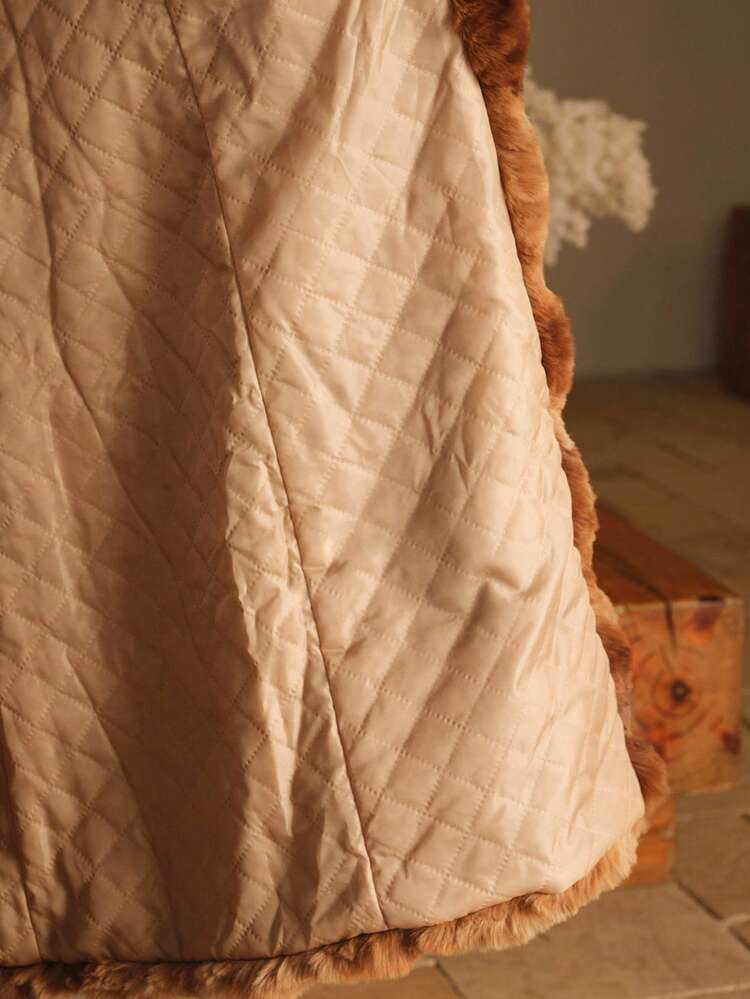 Abrigo largo con capucha de piel sintética elegante y de moda, adecuado para otoño, invierno, salir, elegante, formal, fiesta, chic, Año Nuevo, abrigo de invierno para mujer, Navidad, trabajo, graduación, boda