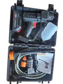 SHEIN Lavadora inalámbrica, lavadora portátil para automóvil, pistola de lavado de automóviles con rociador de espuma, manguera de 5 metros, para la limpieza del automóvil, piso, patio y riego