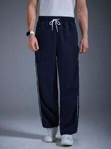 DRIFTMERE Lässige gestreifte Sport Straight Leg Hosen für Herren, Loose Fit einfarbige vielseitige Lange Hosen, Frühling/Herbst, Joggen, Gym, Trainingshosen Frühling bis Sommer - Blau - Übersicht 4