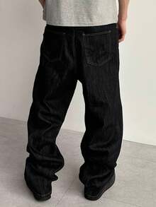 DAZY 男士宽松休闲牛仔裤，带口袋，春夏，垃圾摇滚 - 黑色 - 查看 2