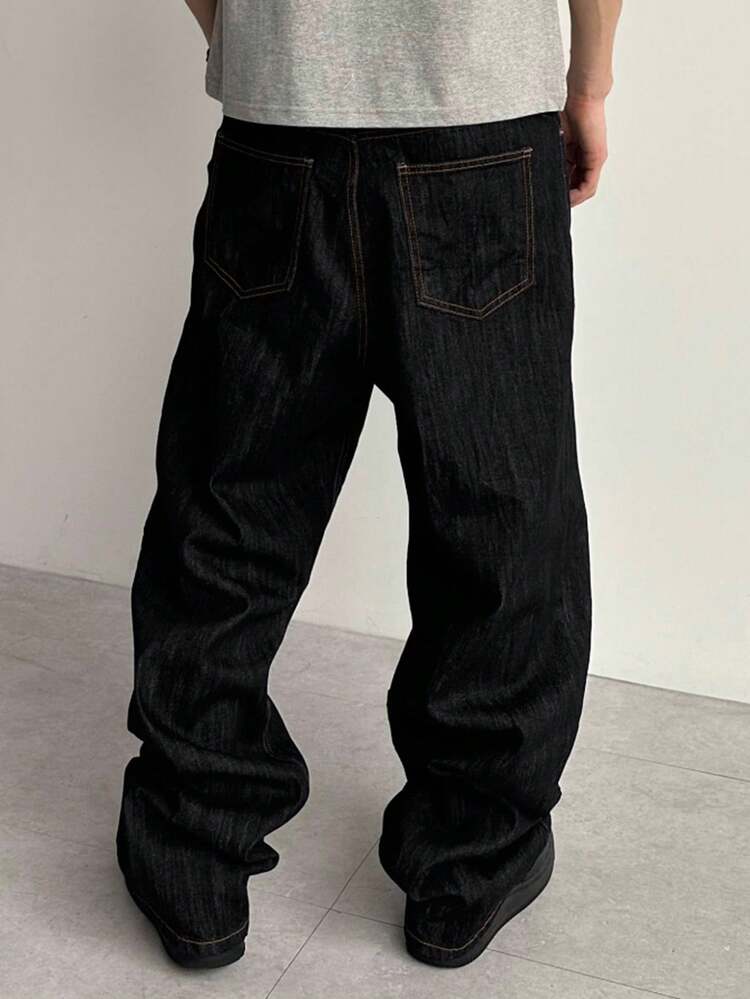 Men's Loose Fit Casual Jeans With Pockets, Spring/Summer, Grunge