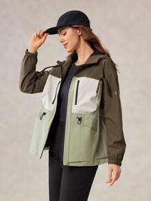 OutZeal Damen Outdoor-Jacke zum Wandern und Campen, mit Kordelzug an der Taille, Mesh-Einsatz am Rücken, Kapuze, Outdoor-Oberteil für Frühling und Herbst - Verschiedenfarbig - Übersicht 11
