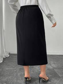 Modelyn Váy đi làm xếp ly bodycon thanh lịch đa năng cỡ lớn cho nữ - màu đen - Xem 2
