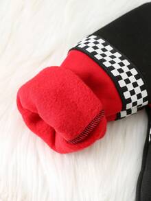 SHEIN 婴儿男女童秋冬服装套装，连体衣，服装，加厚抓绒撞色立领长袖赛车连体衣，舒适百搭时尚休闲街头风，适合室内、户外滑雪、日常穿着、运动、玩耍、派对、拍照、节日、万圣节、圣诞节、新年、赛车驾驶、赛车夹克婴儿运动服两件套，新生儿男婴汽车印花长袖连体衣，婴儿摩托车服，婴儿街头赛车服 - 黑色 - 查看 7