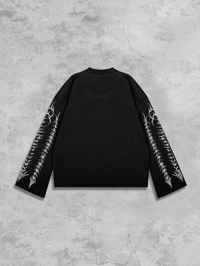 Street Life Men's Streetwear Graphic Gothic Print Tee, Suitable For Everyday Wear, Spring/Summer, Fall