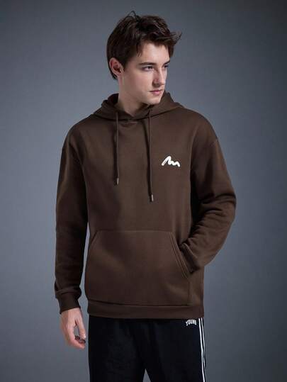  Sudadera con capucha y cordón de ajuste con estampado de texto DRIFTMERE, chaqueta deportiva para hombre