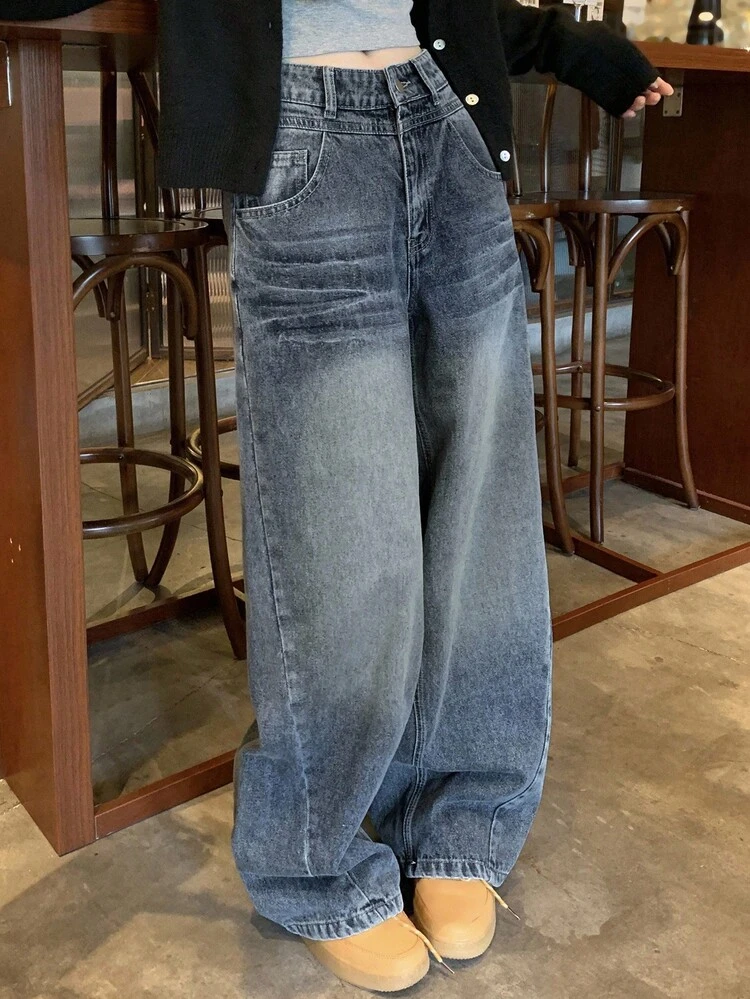 Women's Gradient Korean Style Loose Fit Jeans