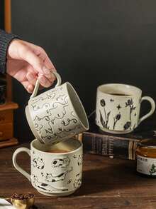 Coffee Cup Coarse Clay Cup Mug Household Hand-Painted Underglaze Retro Creative Ceramic Cup Ancient Style Ins Style Creative Personalized Retro Household Water Cup Coffee Cup Summer Water Replenishment Retro Drinkware Cup Aesthetics Office Water Replenishment Holiday Water Cup Bedside Water Bottle Office Water Replenishment Minimalist Water Cup - Multicolor - View 13