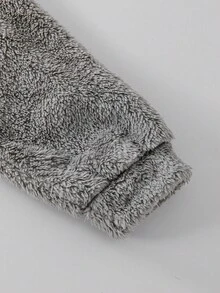 Vacaura 青少年男孩基本款黑色休闲羊毛连帽夹克