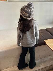 DAZY 女婴圆领蝴蝶结撞色可爱休闲长袖毛衣秋冬