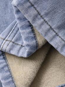 DAZY Women's Korean Style Gradient Thermal-Lined Distressed Denim Jeans, Autumn/Winter Thermal Lined - Blue - View 8