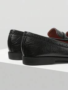 MOTF 女士系带乐福鞋，复古英伦风，时尚优雅，舒适一脚蹬休闲平底鞋 - 黑色 - 查看 8