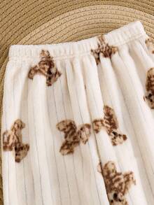 SHEIN LMoss Kids 2件套少女针织圆领休闲套头毛衣和裤子家居服套装