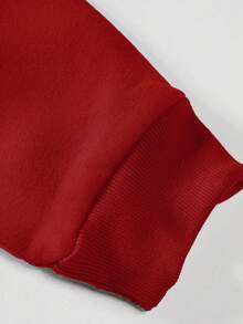 SHEIN Cottnline 100%Cotton Men's Round Neck Sweatshirt With Hand Print Outline Design - Red - View 4