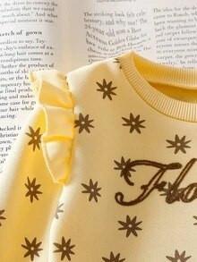 SHEIN Infant Girls' Apricot Long Sleeve Top And Pants Set, Versatile Autumn Outfit Fall Winter