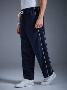 DRIFTMERE Lässige gestreifte Sport Straight Leg Hosen für Herren, Loose Fit einfarbige vielseitige Lange Hosen, Frühling/Herbst, Joggen, Gym, Trainingshosen Frühling bis Sommer - Blau - Übersicht 6