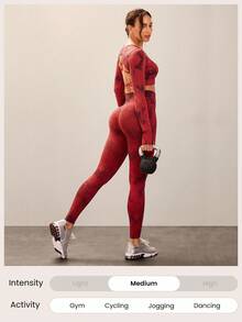 GLOWMODE Quần legging cạp cao không đường may, đục lỗ, dài 24 inch, thích hợp cho các bài tập thể dục cường độ trung bình tại phòng gym. - Gỗ đỏ - Xem 7