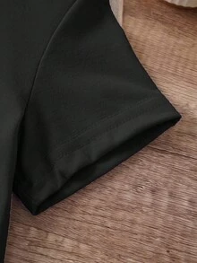 男童可爱圣诞印花圆领短袖T恤 - 黑色 - 查看 3