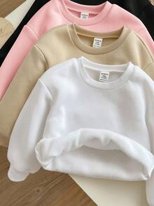 SHEIN 4件套女婴可爱纯色保暖长袖卫衣，秋冬 - 彩色 - 查看 6