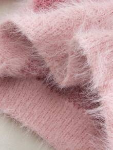 SHEIN Vintaside Kids Young Girl Casual, Fashionable And Cute Pink Faux Mink Knitted Round-Neck Middle Eastern Long-Sleeved Sweater, Soft And Comfortable, Suitable For Daily Scenes, Suitable For Scenes, Suitable For Travel Scenes, Suitable For Vacation Scenes, Suitable For Home Scenes, Suitable For Nursery Scenes, Suitable For Autumn And Winter, Christmas, School Opening, Party, Versatile Autumn And Winter Clothing, Festival