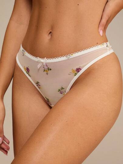 Enchnt 3 件装女士透气印花网眼舒适性感丁字裤内裤