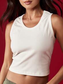 MISSGUIDED Ribbed Tank Top Sleeveless Crop Top Casual Summer Basic - White - View 5