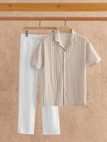 Manfinity NXTstreet 2pcs Men's Casual Shirt Set, Suitable For Everyday Wear, Old Money - Multicolor - View 3