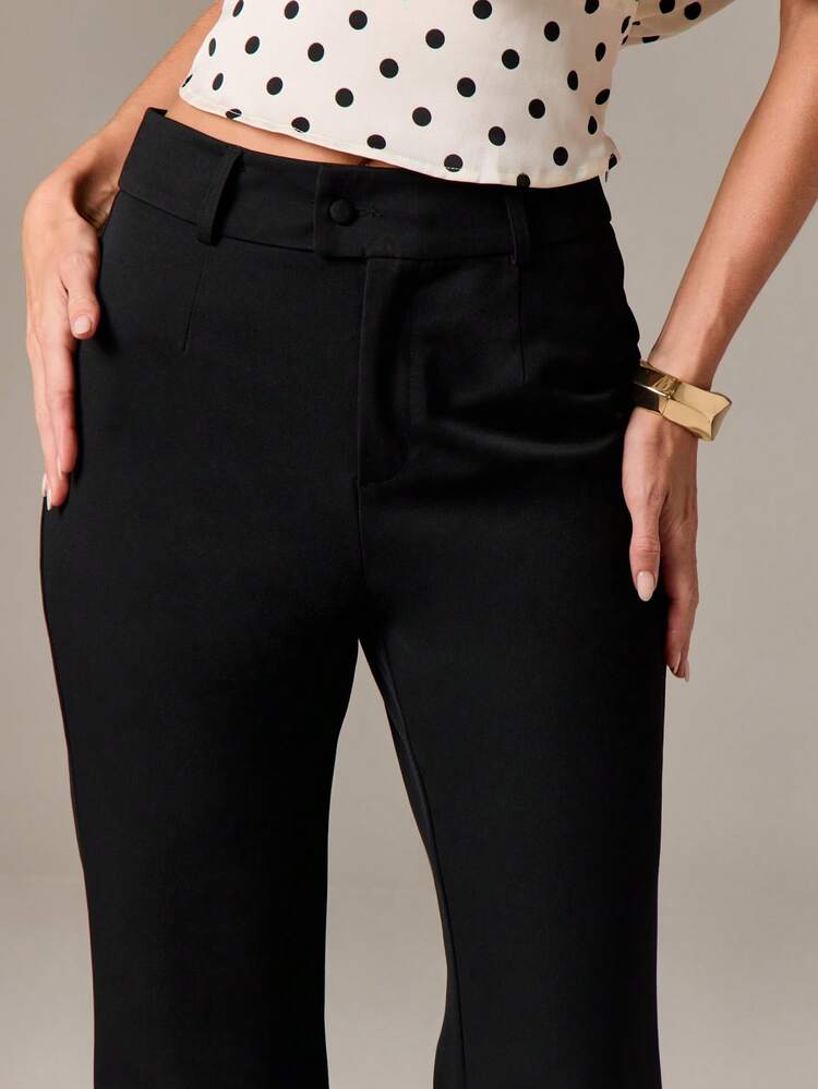 High Waisted Flared Tailored Trousers