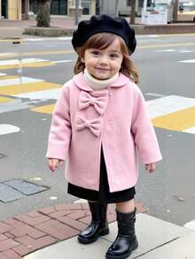 SHEIN 女婴秋季服装休闲风格外套蝴蝶结装饰开衫 - 粉色 - 查看 8