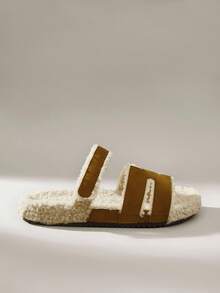 Solecia 女士圆头钩环带一脚蹬平底鞋，舒适便捷，适合日常、聚会、通勤，用途广泛 - 駝色 - 查看 1