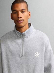 SUMWON Half Zip Sweatshirt With Matching Jogger Pants Set - Grey - View 5