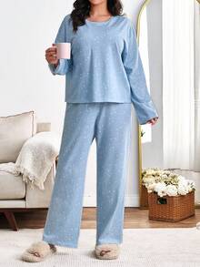 EURMUSE 2 pezzi Set pigiama in cotone con motivo a stelle, set pigiama leggero blu con set pigiama a stelle, set pigiama da donna morbido - Multicolore - Visualizzare 4
