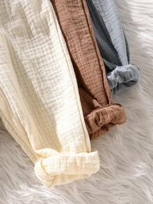 SHEIN 3pcs Baby Boys Vintage Casual Style Soft Crepe Fabric Pants, Suitable For Daily Wear And Outings, Fall Kids Clothes Winter