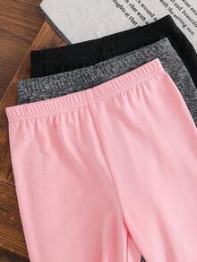 SHEIN Emery Rose Kids 3pcs/Set Young Girl Solid Color Fitted Casual Leggings,Fall&Winter,Halloween,Girl Fall Clothes,Girl Fall Tops,Mon And Daughter Matching ,New Fall Fashion,Sister And Me Kids Tights Tight Legging For Children Winter Leggings For Girls Tights For Girls Leggings For Girls