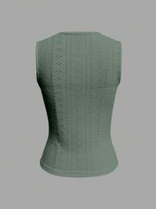 Chiquease Women's Embroidered Fitted Crew Neck Tank Top, Fashionable & Versatile - Green - View 2