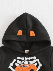 Cozy Pixies Conjunto de 2 peças de moletom com capuz e calça de cós elástico para bebê menino Halloween com estampa de abóbora - Multicolorido - Ver 4