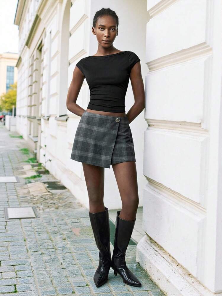 SHEIN Maija Women's Plaid Casual Shorts