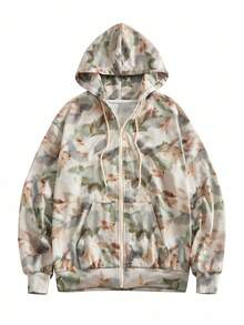 Glamance BiGraphic Sudadera con capucha de manga larga con estampado de rama de árbol desnudo y floral para mujer, sudadera con cremallera de estilo invernal y elegante para Año Nuevo - Albaricoque - Ver 3