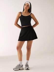 SHEIN BAE Damen einfarbiger Sportrock für den Sommer Tennis Rock Athletikrock