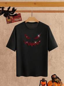 Manfinity NXTstreet Men's Halloween Element Rhinestone Embellished Drop Shoulder T-Shirt - Black - View 9