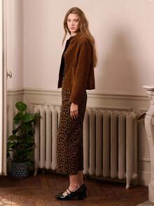 lacRébo Camel Suede Jacket With Front Patch Pockets Spring Women Clothes Spring Summer Jacket Office Outfits Premium Jacket - Brown - View 5